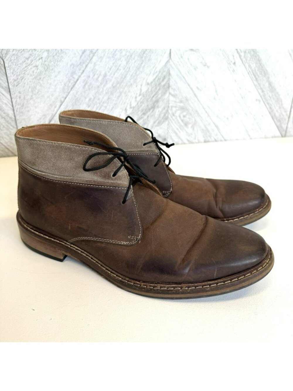 Cole Hann Chukka Boots Mens US Size 7.5 Brown Leather Lace Up Shoes